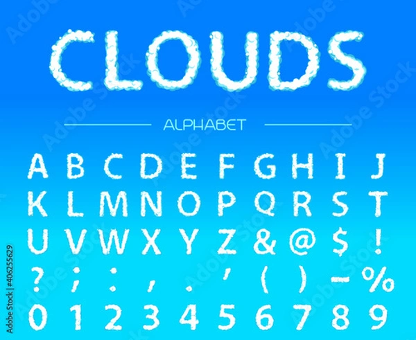 Obraz Clouds alphabet. Vector font.