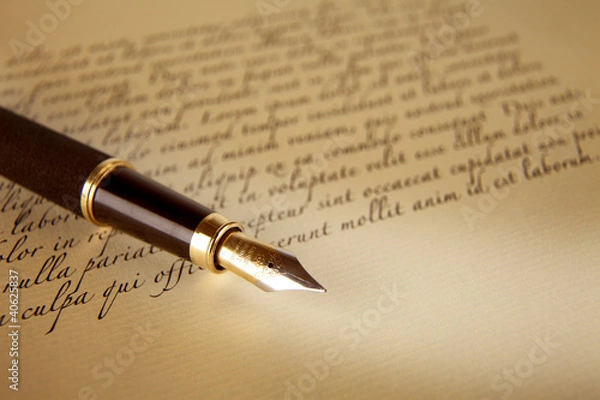 Fototapeta Old letters and pen as a background