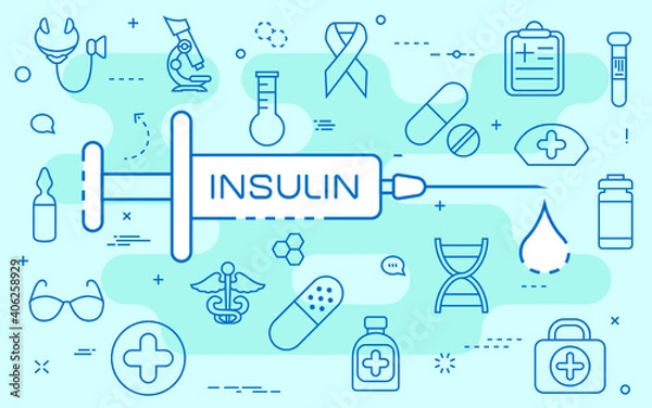 Obraz Insulin line concept. Vector illustration. Element template for design.