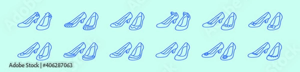 Fototapeta set of ruby shoes cartoon icon design template with various models. vector illustration isolated on blue background