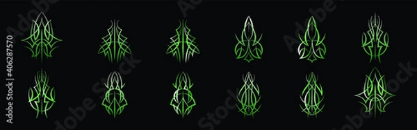 Fototapeta set of pinstripes cartoon icon design template with various models. vector illustration isolated on black background