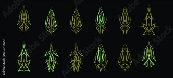 Fototapeta set of pinstripes cartoon icon design template with various models. vector illustration isolated on black background