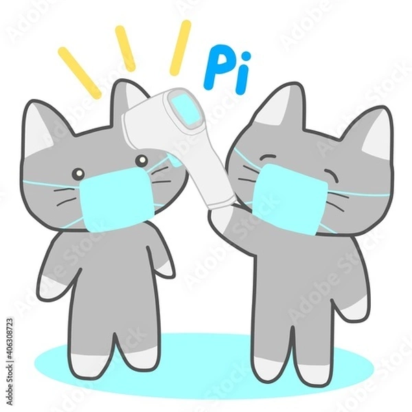 Obraz 検温熱を測る猫さん