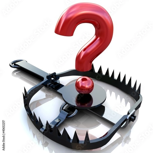 Obraz Risk concept. Sign question on bear trap.