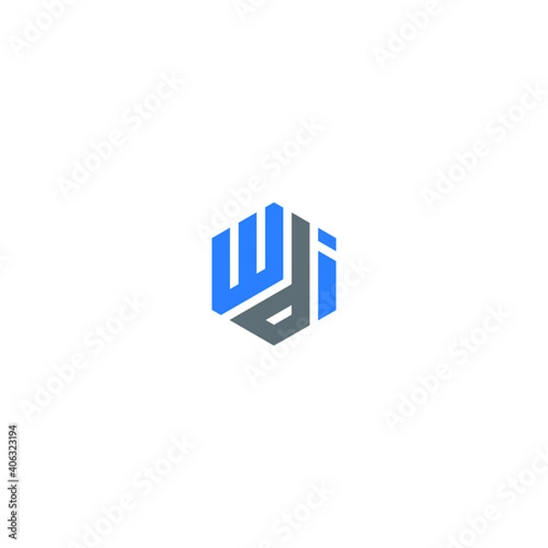 Fototapeta WDI logo WDI icon WDI vector WDI monogram WDI letter WDI minimalist WDI triangle WDI flat Unique modern flat abstract logo design 