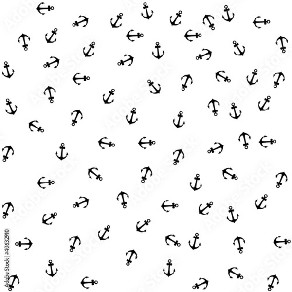 Fototapeta Vector anchor pattern. seamless illustration, black color