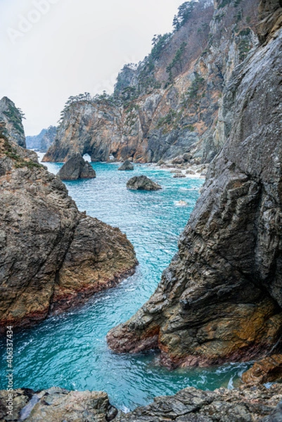 Obraz 三陸海岸の青い海