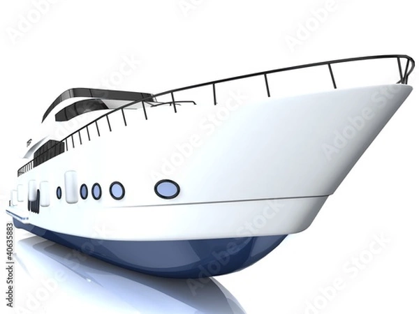Obraz White luxury yacht isolated on a white background