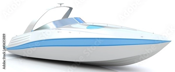 Obraz 3d white speedboat isolated on a white background