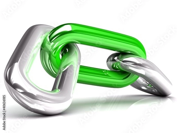 Obraz 3D single chain link isolated on white background
