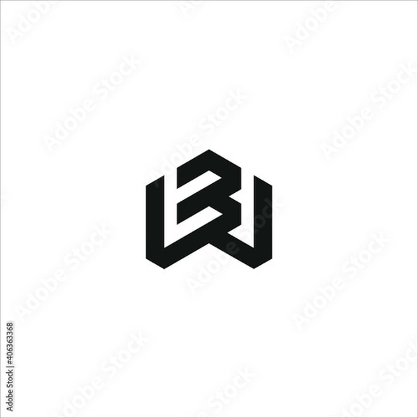 Fototapeta BW logo BW icon BW vector BW monogram BW letter BW minimalist BW triangle BW flat Unique modern flat abstract logo design  