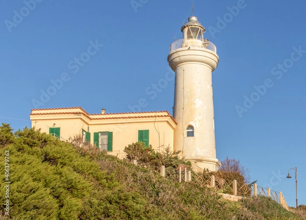 Fototapeta Mount Circeo, Italy - a wonderful peak which is famous among trekkers and hikers, Mount Circeo is a promontory located few chilometers South of Rome. Here in the picture the local lighthouse