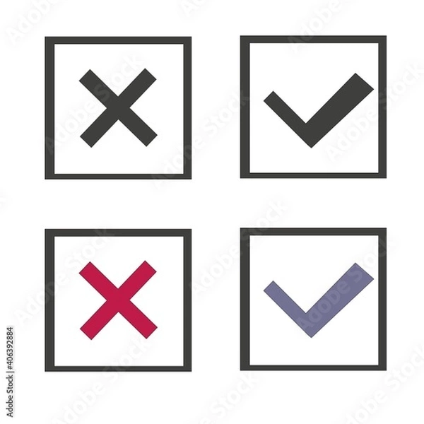 Obraz check mark and cross icons vector