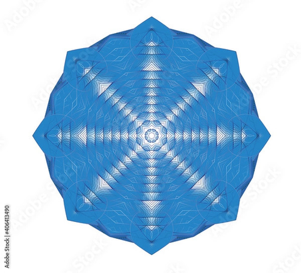 Fototapeta Mandala air painted snowflakes on a white background 