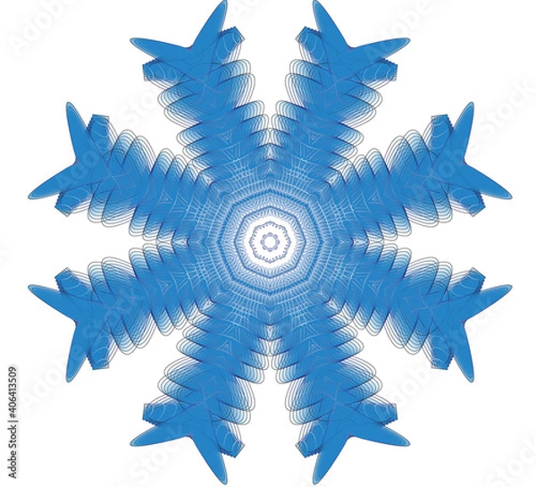 Fototapeta Mandala air painted snowflakes on a white background 