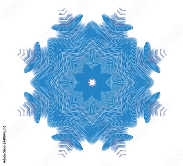 Fototapeta Mandala air painted snowflakes on a white background 