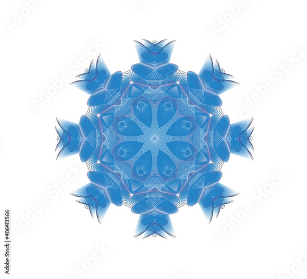 Fototapeta Mandala air painted snowflakes on a white background 