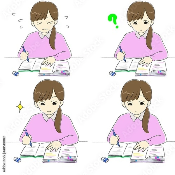 Fototapeta 勉強する女の子セット