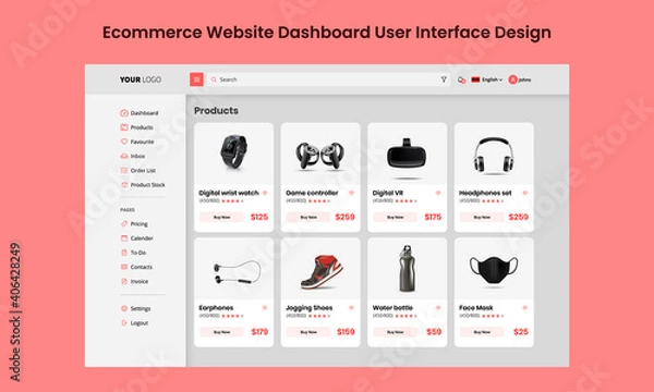 Fototapeta Ecommerce Website Dashboard User Interface Design