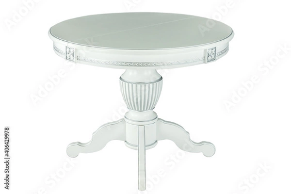 Obraz wooden white round table on white background
