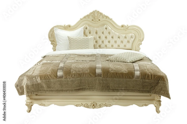 Obraz light made bed on a white background