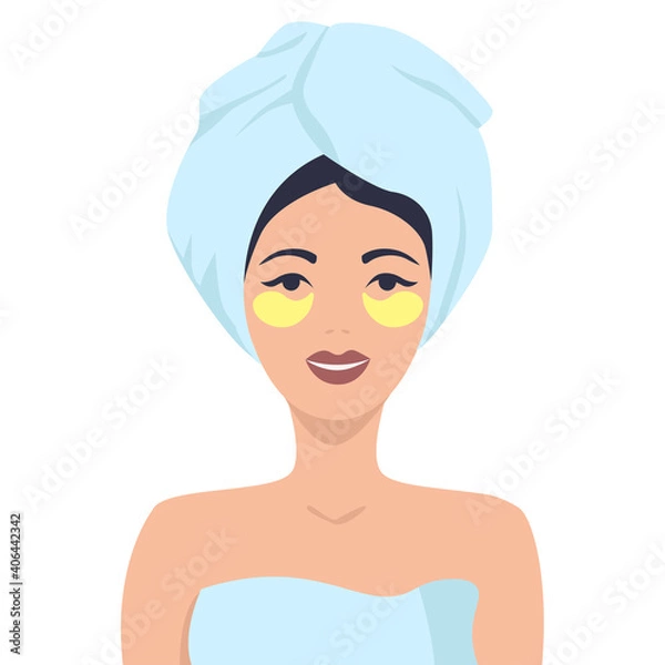Fototapeta Girl in towel with eye patches
