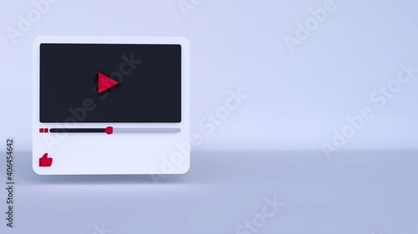 Fototapeta frame video player 3d design or video media player interface. 3d rendering