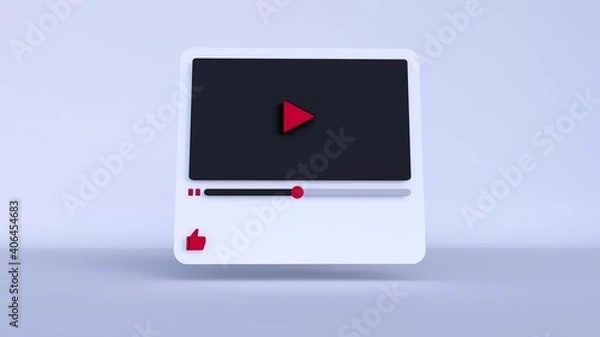 Fototapeta frame video player 3d design or video media player interface. 3d rendering
