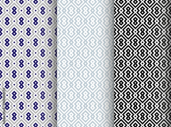 Fototapeta Set of vector seamless patterns with geometric pattern.