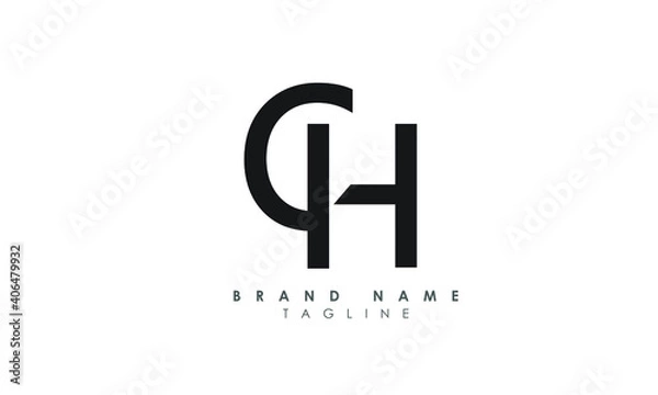 Fototapeta Alphabet letters Initials Monogram logo CH HC, C and H, Alphabet Letters CH minimalist logo design in a simple yet elegant font, Unique modern creative minimal circular shaped fashion brands