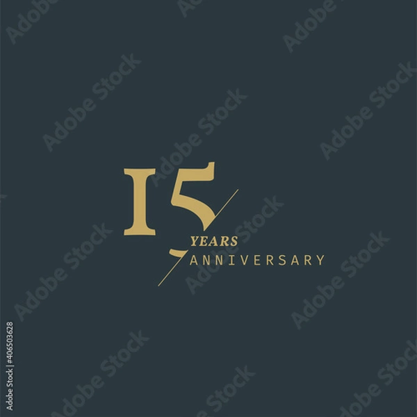 Fototapeta 15 years anniversary logotype with modern minimalism style. Vector Template Design Illustration.