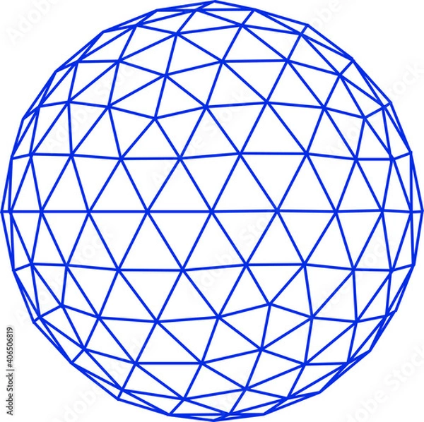 Obraz Global network, sphere. Abstract geometric spherical shape with triangular face, sphere design