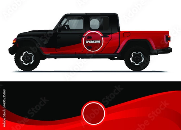Fototapeta Car decal wrap design template vector illustration. 
