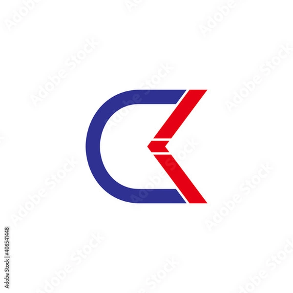 Fototapeta letter ck simple geometric motion arrow geometric line logo vector