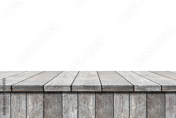 Fototapeta Empty wooden table  isolated on white background, used for display your products.