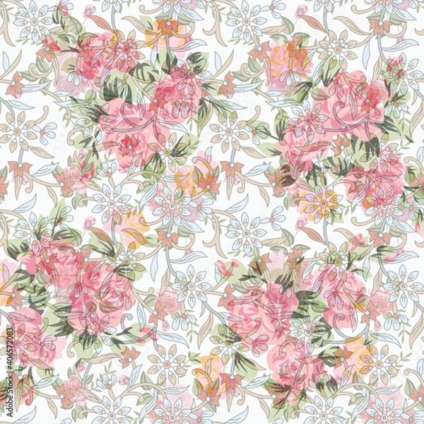 Obraz abstract digital flower design pattern on     backgorund1ok