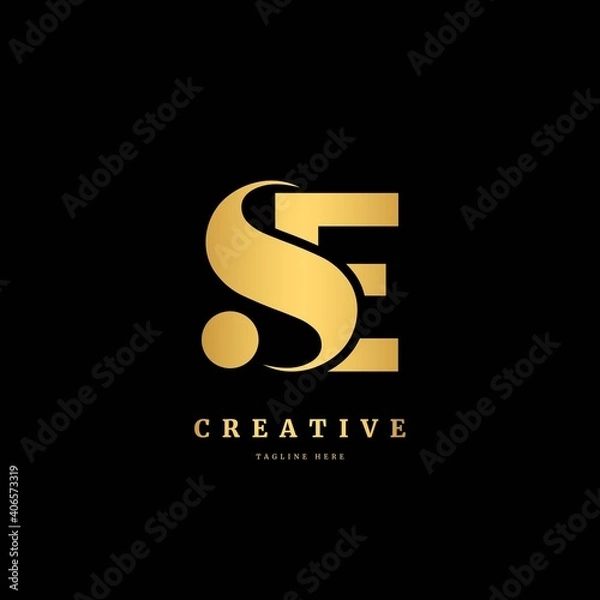 Fototapeta Initial letter SE logotype. Monogram logo design template. Minimalis logo concept for business and company.