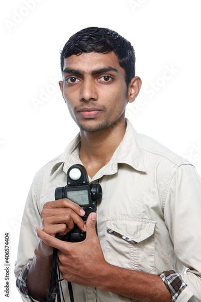 Fototapeta man with light meter