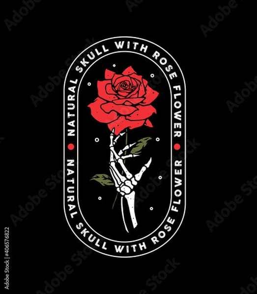 Fototapeta skull and rose flower artwork