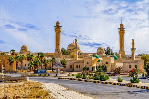 Fototapeta Jordan, city of Al Karak or Kerak. View on the beautiful Mosque.