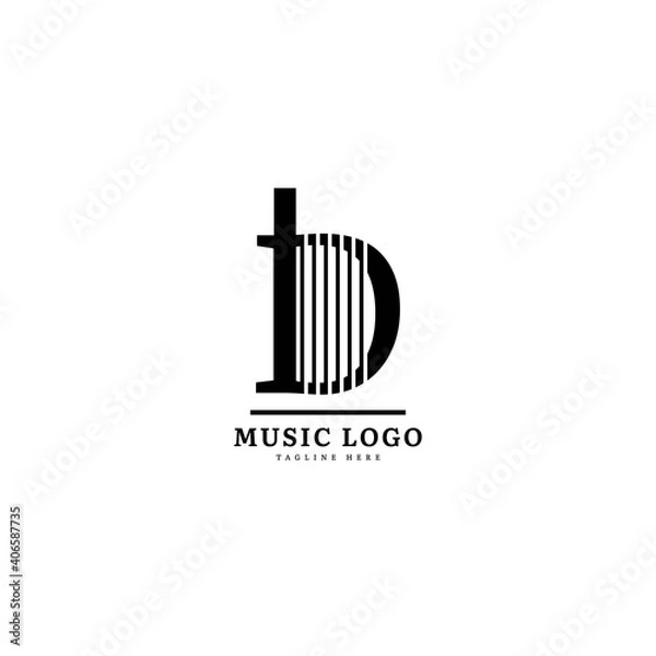 Fototapeta Initial letter D. Music logotype. Elegant music sound logo fit for business and music event. Vector logo design.