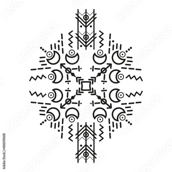 Obraz Tribal style ornaments and arrows. Native american ornamental pattern design collection. Vector illustration