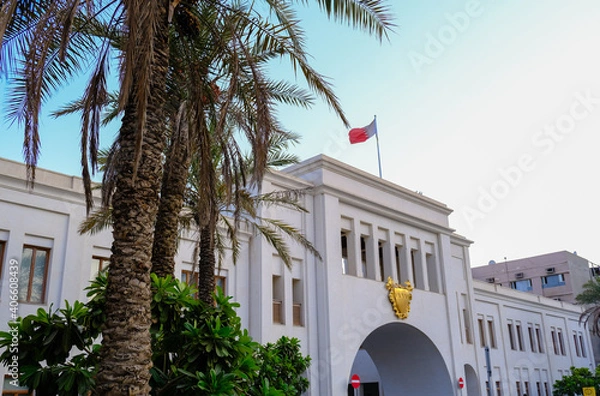 Obraz Bab al Bahrain gate with Bahrain Flag on the top of it in Manama, Bahrain 