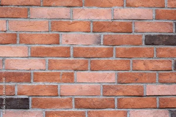 Fototapeta Red brick wall background landscape / horizontal composition. abstract background, texture. Stock Photo.