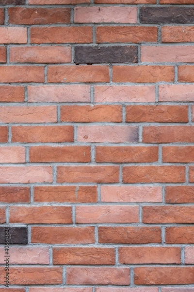 Fototapeta Red brick wall background portrait / vertical composition. abstract background, texture. Stock Photo.
