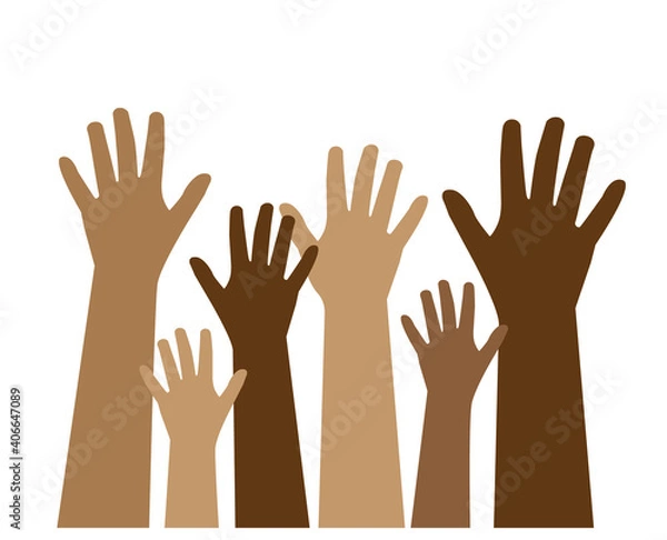 Obraz a row of human hands with different skin color