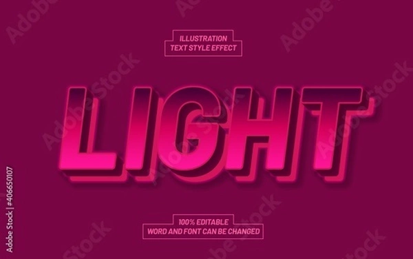 Fototapeta Light Bold 3D Text Style Effect Mockup