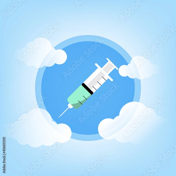 Obraz vector illustration of vaccine in the sky