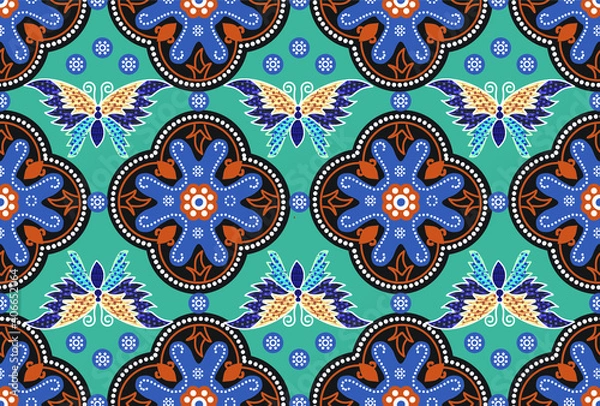 Fototapeta Indonesian batik motifs with very distinctive plant patterns