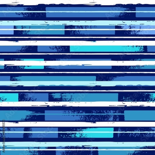 Fototapeta Seamless pattern with blue, white and turquoise stripes. Brush strokes.